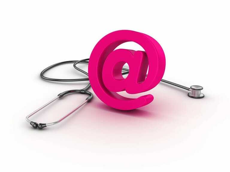 @-Symbol in pink mit Stethoskop